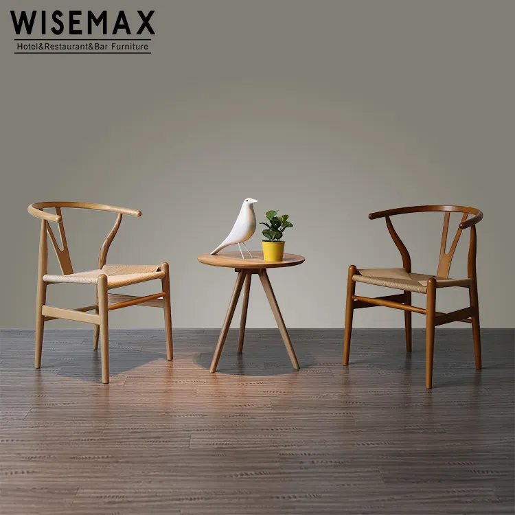 Foshan थोक फर्नीचर हंस Wegner विशबोन ठोस लकड़ी वाई कुर्सी खाने की कुर्सी