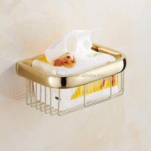 Brass Golden Eco-Friendly Homedec Shower Caddy Square Bath <strong>Basket</strong> Storage <strong>Wall</strong> Mounted <strong>Hanging</strong> Organizer - Product Image 2