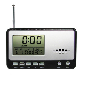 Radio FM Electrónica Portátil con Reloj, Calendario <span class=keywords><strong>Digital</strong></span>, Pantalla, Montable en Pared, Alarma de Sonido Fuerte, Funciona con <span class=keywords><strong>Pilas</strong></span>, Reloj de Escritorio con Función de Repetición - Product Image 3
