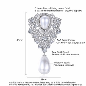 LUOTEEMI-broches con forma de flor de cristal, Circonia cúbica, zirconia, circonita, zirconita, diseño elegante, con perlas dobles, para mujeres - Product Image 2