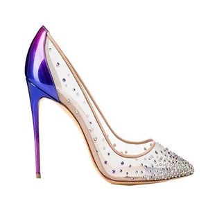 <span class=keywords><strong>Scarpe</strong></span> da sposa con tacco a spillo di grandi dimensioni con strass glitterato in Mesh trasparente <span class=keywords><strong>scarpe</strong></span> pump da <span class=keywords><strong>donna</strong></span> - Product Image 5