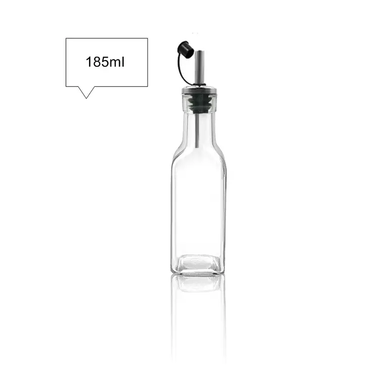 Piazza 185ml trasparente vuota di olio di oliva bottiglia di vetro con tappo olio pourer
