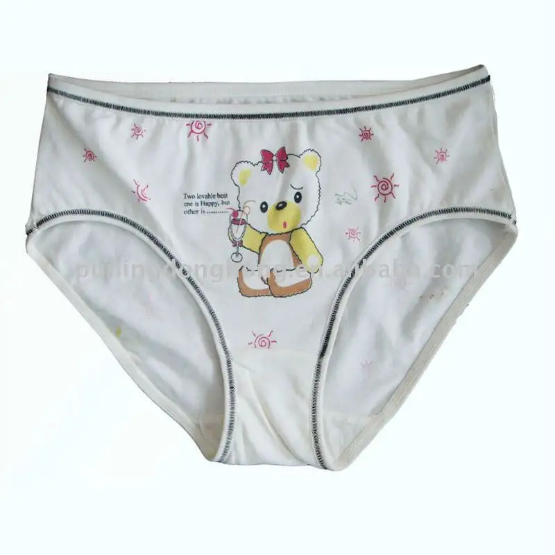 kid white cotton cartoon panties for young girls