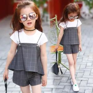 Niños largo vestidos de moda de Corea estilo las niñas conjuntos de ropa