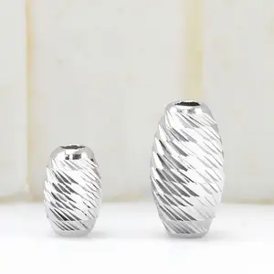 XD P587 Diamond Cut Oval new 925 Sterling Silver Craft Bead 2021 New Rice beads