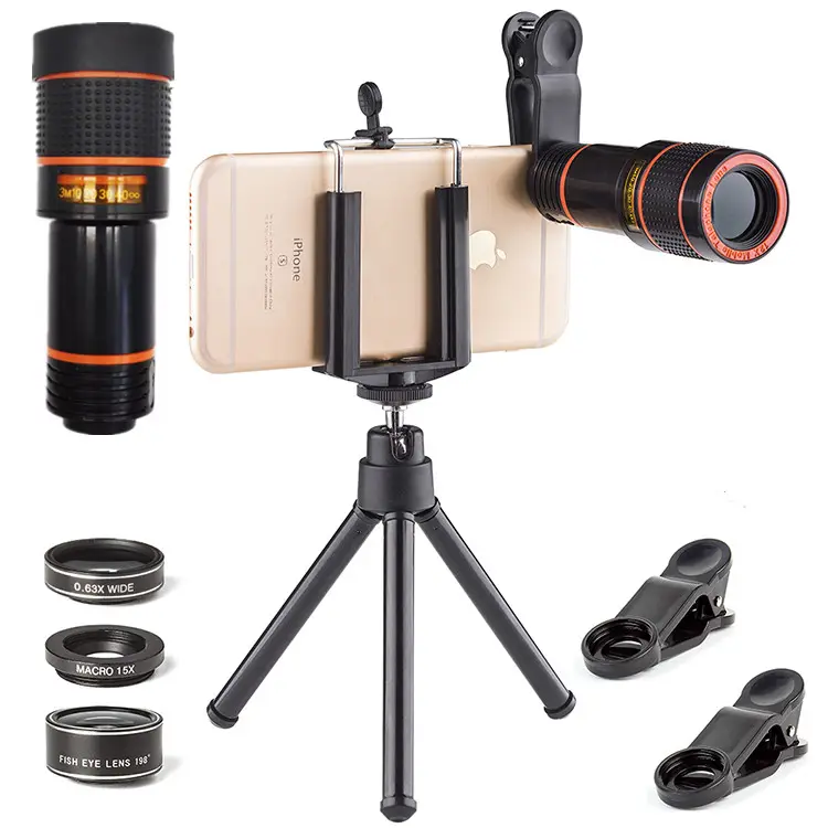 Mobile Phone Lens 12X Telephoto Lens Kit with Tripod for iphone camera lens