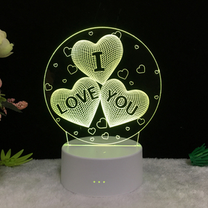 3D ночник I Love You Иллюзия оптическая лампа со светодиодной подсветкой 7 видов цветов RGB домашний декор спальня настольные лампы для свадебной вечеринки для детей - Product Image 1