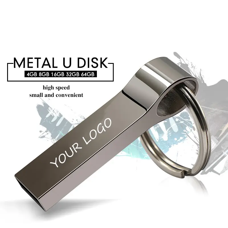 Mini clé USB en métal avec logo, clé USB 2.0, 4 Go, 8 Go, 16 Go, 32 Go, 64 Go
