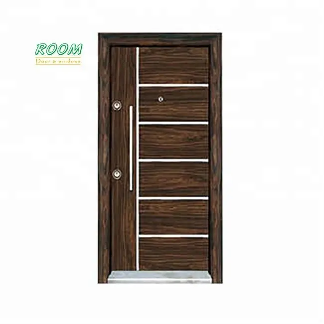 Puerta blindada de madera de acero de seguridad turca