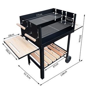 Parrilla de Carbón para Exteriores Trolley Square, Parrilla de Acero con Ruedas para Patio, Jardín, Camping y Picnic - Product Image 3