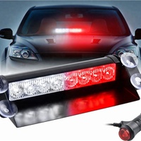 Luz de advertencia de emergencia para coche, barra de luz estroboscópica intermitente, 8 LED, rojo y blanco