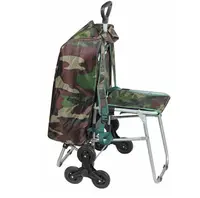 Chariot d'épicerie avec 6 roues et une siège, Camouflage des escaliers de couleur, chariot de courses pliable pour épicerie avec légumes