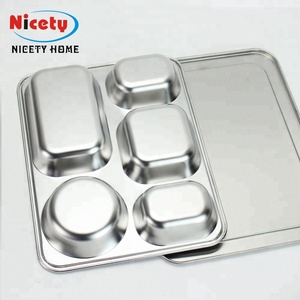 Rectangular Electrolytic Stainless Steel Fast Food <strong>Tray</strong> / Restaurant Lunch <strong>Tray</strong> / School Dinner Plate with Lid - Product Image 6