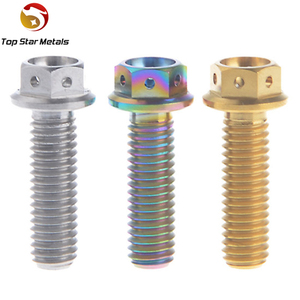 Boulons à bride en titane à tête <span class=keywords><strong>hexagonale</strong></span> M5 X (0.8mm) X 10mm Race Spec avec trous - Product Image 1