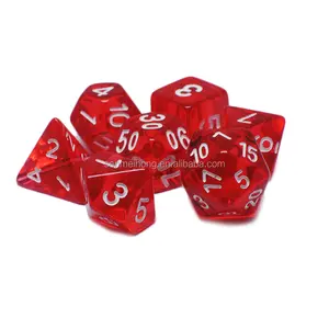 Smh conjunto de dados acrílicos transparentes, feito de plástico vermelho para jogos de rpg