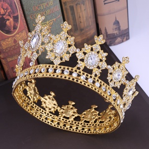 มงกุฎมงกุฏคริสตัลแบบเต็มรูปสำหรับใส่ออกงานพรอมสีทอง - Product Image 2