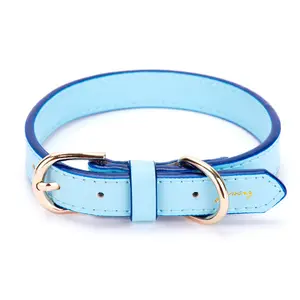 Custom pet collar Leather heavy duty plain real leather dog collar for pet training walking products
