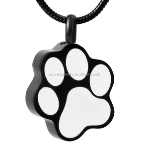 IJD8451 Bianco di Alta Qualità e Smalto Nero <span class=keywords><strong>Zampa</strong></span> In Acciaio Inox Creamtion Urna Ciondolo Pet Keepsake memoriale ceneri gioielli - Product Image 6