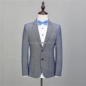 NA56 açık mavi keten rahat özel smokin erkek takım elbise Slim Fit Blazer son pantolon ceket tasarımları 2 adet Terno takım elbise ceket + pantolon