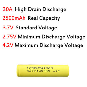 Original alto consumo li ion 18650 para el LG he4, 30A 2500 mAH <span class=keywords><strong>3</strong></span>.7 V - Product Image 4