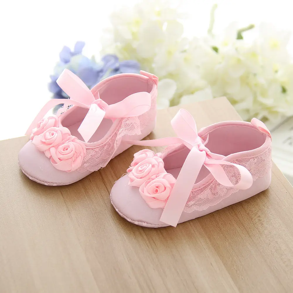 Hochwertige Schuhe weiße Hochzeit Säuglings schuhe für Geburtstag Blume Spitze Mädchen Schuhe Prinzessin