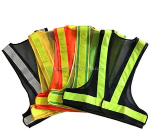 Gilet réfléchissant noir fluo réfléchissant, personnalisé, pour vélo de route, veste de sécurité pour moto pour enfants, ceintures rouges