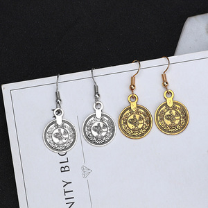joyería de la vendimia disco redondo pendientes gancho Griego Antiguo Egipto <span class=keywords><strong>romano</strong></span> moneda india gota cuelga los pendientes - Product Image 4