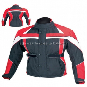 Veste de moto textile noir et rouge haute performance équipement de course vêtements d'extérieur de protection durables - Product Image 1