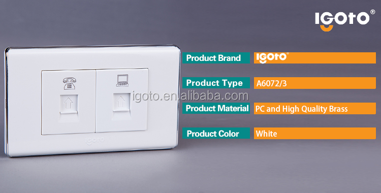 Igoto Estilo Americano A6072/3 RJ11 conector/jack toma de teléfono + ordenador