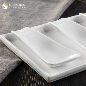 Juego de Platos y Vajilla de Cerámica <span class=keywords><strong>Rectangular</strong></span> Blanca Pulida, Ecológica, para Bodas, Restaurantes y Hoteles - Product Image 2