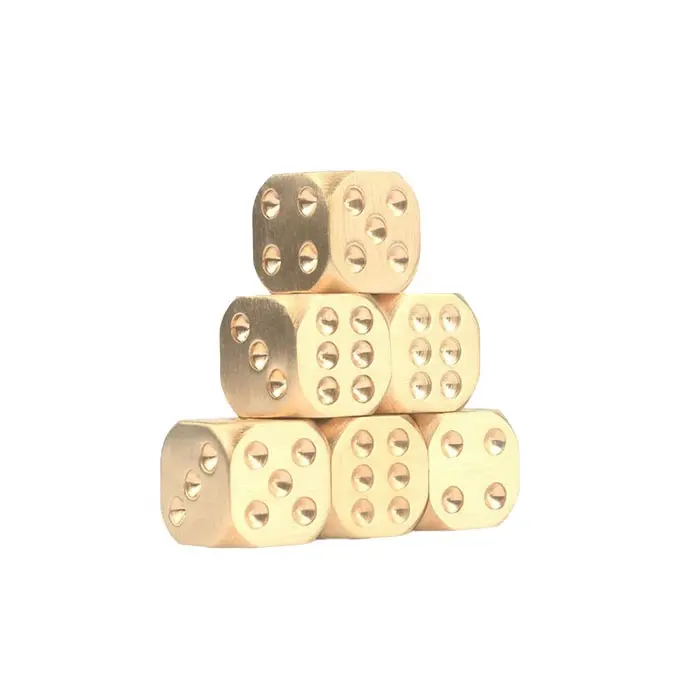 Hoge Kwaliteit 6 Side Type Bar Speelgoed Creative Souvenir Goud Kleur Hand Gemaakt Massief Messing Metal Dice