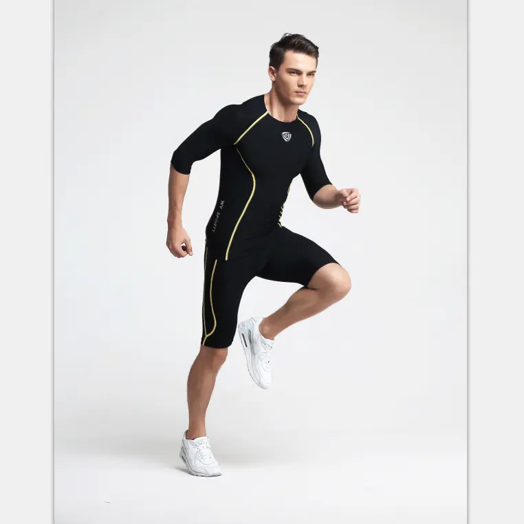 Sıcak satıcı özelleştirilmiş erkekler egzersiz spor spor hızlı kuru eğitim eşofman erkekler sıkıştırma spor giyim seti Mens activewear