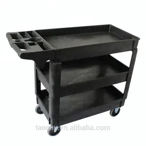 Plastic Trolley Cart 2 Tray Plastic Heavy Rolling Multi-Function Service Cart Utility Cart