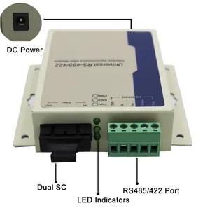 Serial to Fiber Converter, RS485/RS422to Fiber, Dual Fiber, SM, 20KM, SC, External power adapter