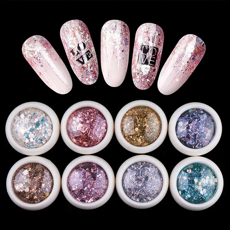 Özel Tasarım Dayanıklı Renkli Çoklu akrilik pırıltı Mix Nail Art