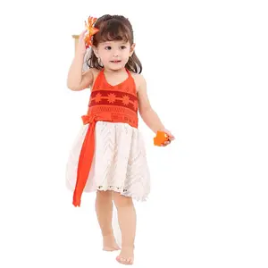 Pakaian kostum Moana bayi perempuan, pakaian petualangan anak gaun Cosplay Halloween anak-anak musim panas