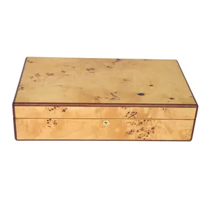 Hot Sale Watch Box Maple Burl Jewelry Box for Watch Storage Wooden with 14 Pillows Customized Logo Wooden Pu Leather Box CN;GUA