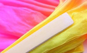 Abanico de baile del vientre con velos, abanico <span class=keywords><strong>plegable</strong></span> de bambú de mano corta para práctica de <span class=keywords><strong>bailarina</strong></span> de vientre, Color degradado - Product Image 4