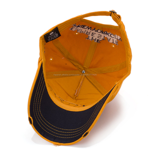 Felt logo custom embroidery cotton wash cap 6 panel Trucker baseball sports caps and hats for <span class=keywords><strong>l</strong></span> - Product Image 6