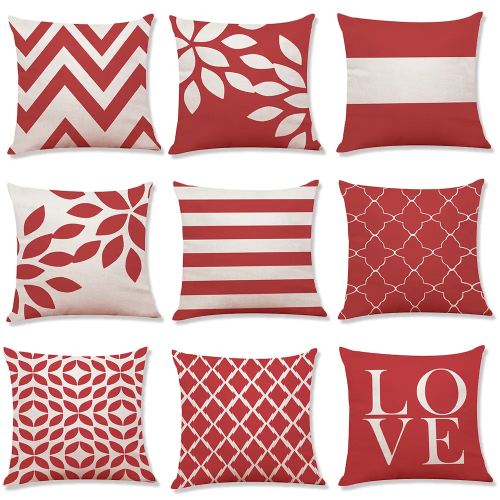 600160 Modern Minimalist Geometric LOVE Printed Cotton Linen Pillowcase Square Decorative Throw Pillows Cushion Covers Set