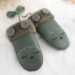 Wholesale faux suede cute unisex kids winter children mittens gloves