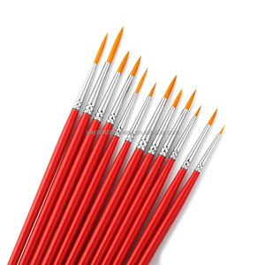 Célèbre Marque 12 PCS Synthétique Rond En Nylon Cheveux Manche en Bouleau Aquarelle Et Gouache Peinture Brosses Ensemble - Product Image 3
