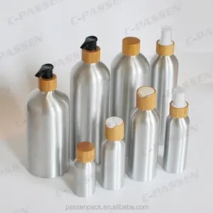 Berbagai Botol Aluminium Alami dengan Losion Bambu dan Pompa Semprot