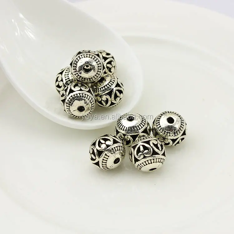 JS1339 модные тибетские серебряные круглые металлические разделительные бусины