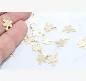 Best selling fashion zinc alloy gold puzzle piece charms