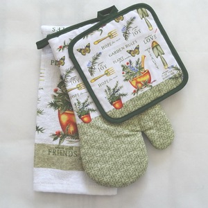 Bộ Đồ Dùng Nhà Bếp 3 Món, Găng Tay Và Khăn Bếp In Họa Tiết Potholder - Product Image 4