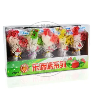 New rooster shaped hard lollipop candy in display box