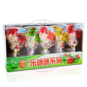 New rooster shaped hard lollipop candy in display box