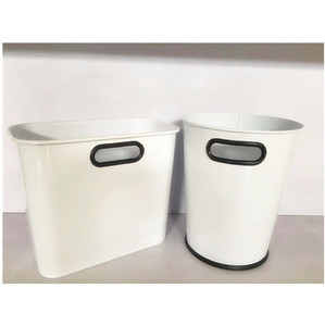 فريدة من نوعها بسيطة معدن أبيض علبة مهملات مجموعة سلة قمامة الغبار بن - Product Image 1