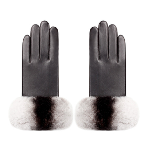 Moda polsino in pelliccia <span class=keywords><strong>di</strong></span> coniglio Touch Screen in <span class=keywords><strong>pelle</strong></span> <span class=keywords><strong>di</strong></span> <span class=keywords><strong>pecora</strong></span> da donna guanti in <span class=keywords><strong>vera</strong></span> <span class=keywords><strong>pelle</strong></span> Luvas - Product Image 2